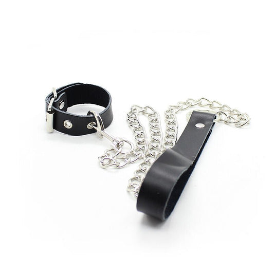 OHMAMA FETISH - PENIS NECKLACE AND LEATHER STRAP WITH METAL CHAIN - Kink&Play