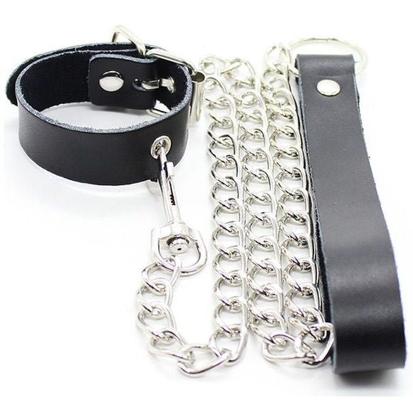 OHMAMA FETISH - PENIS NECKLACE AND LEATHER STRAP WITH METAL CHAIN - Kink&Play
