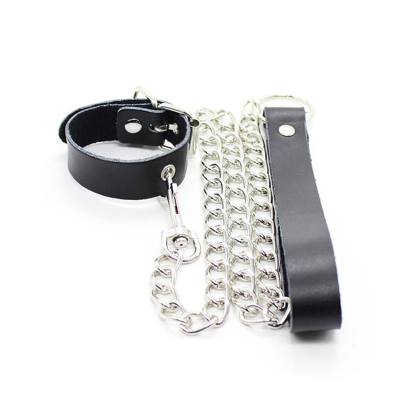 OHMAMA FETISH - PENIS NECKLACE AND LEATHER STRAP WITH METAL CHAIN - Kink&Play