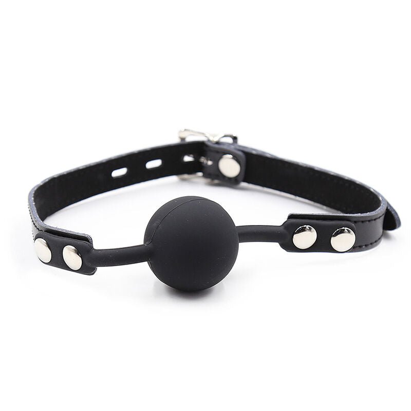 OHMAMA FETISH - SILICONE BALL GAG WITH LEATHER BELT (PADLOCK INCLUDED) - Kink&Play