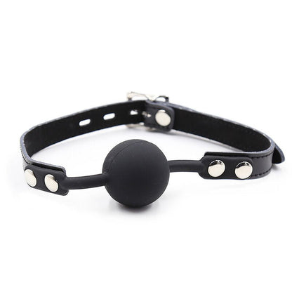 OHMAMA FETISH - SILICONE BALL GAG WITH LEATHER BELT (PADLOCK INCLUDED) - Kink&Play