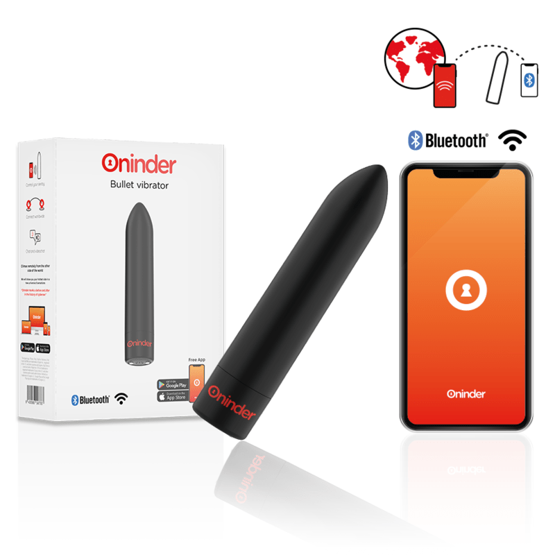 ONINDER - BERLIN BULLET VIBRATOR BLACK 9 MODES 8.5 X 2 CM - FREE APP - Kink&Play