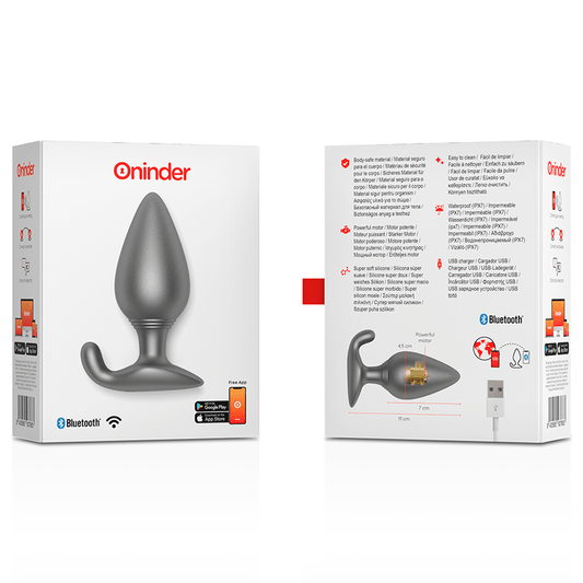 ONINDER - RIO VIBRATING ANAL PLUG BLACK - FREE APP - Kink&Play