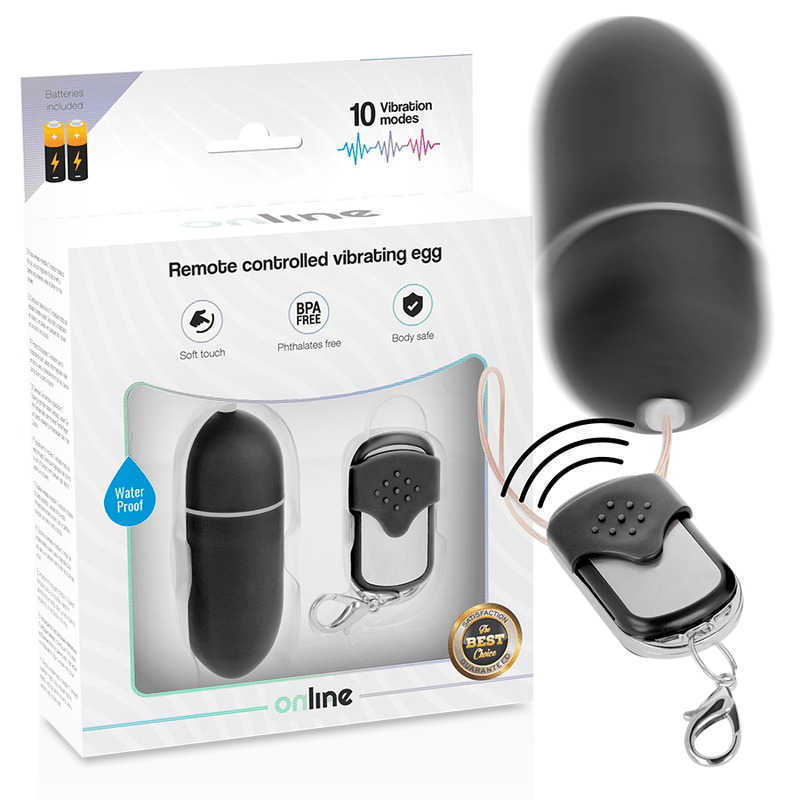 ONLINE - REMOTE CONTROL VIBRATING EGG L BLACK - Kink&Play