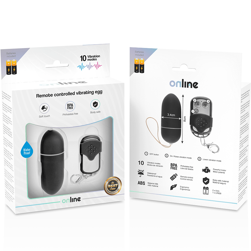 ONLINE - REMOTE CONTROL VIBRATING EGG L BLACK - Kink&Play