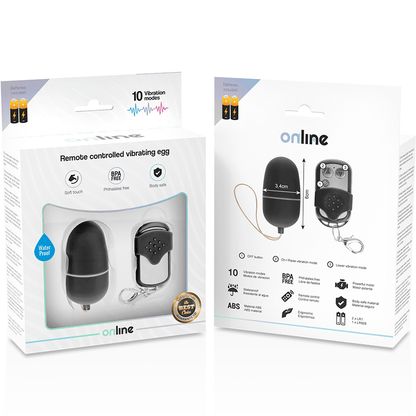 ONLINE - REMOTE CONTROL VIBRATING EGG M BLACK - Kink&Play