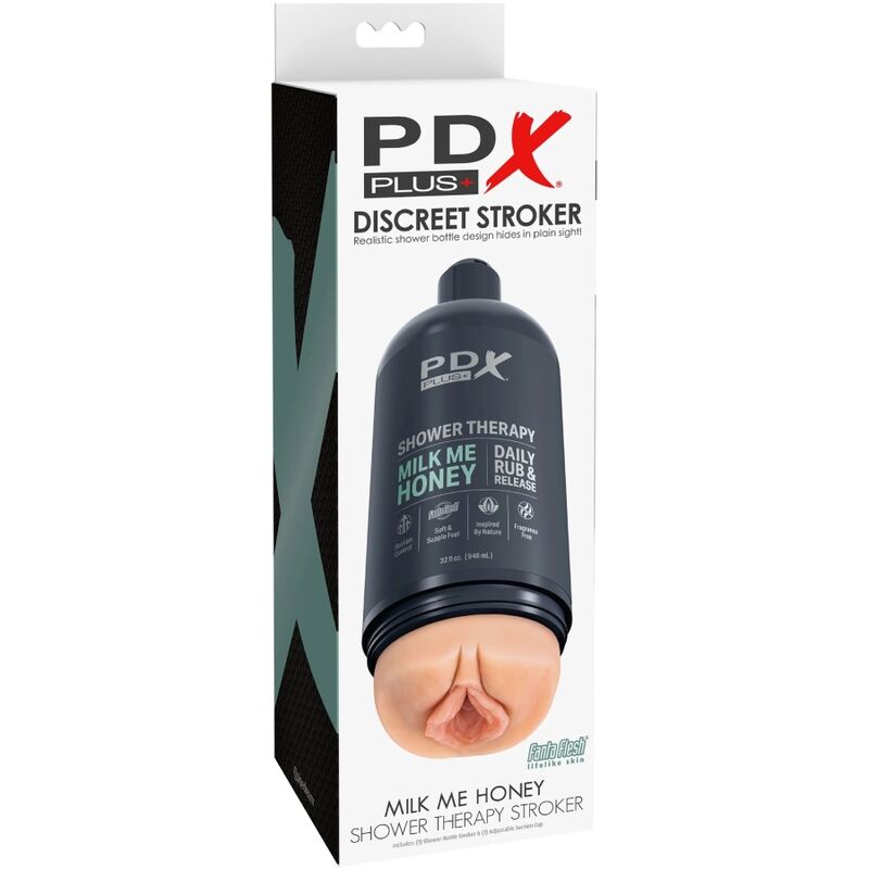 PDX PLUS - STROKER MASTURBATOR DISCREET DESIGN OF MILK ME HONEY SHAMPOO BOTTLE - Kink&Play
