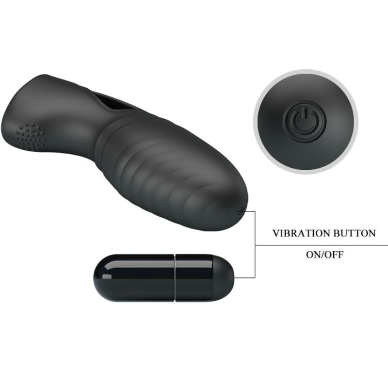 PRETTY LOVE - ALAN SILICONE FINGER VIBRATOR BLACK - Kink&Play