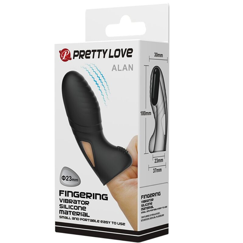 PRETTY LOVE - ALAN SILICONE FINGER VIBRATOR BLACK - Kink&Play