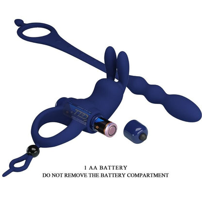 PRETTY LOVE - AYAD RABBIT VIBRATOR RING WITH PLUG BLUE - Kink&Play
