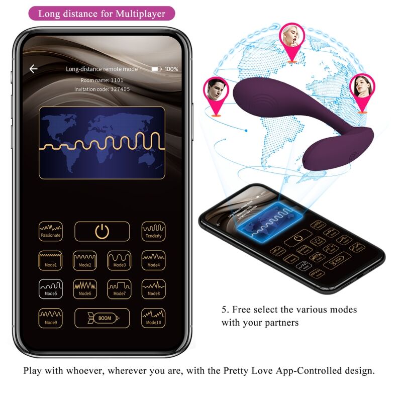 PRETTY LOVE - BAIRD G - SPOT 12 VIBRATIONS RECHARGEABLE LILA APP - Kink&Play