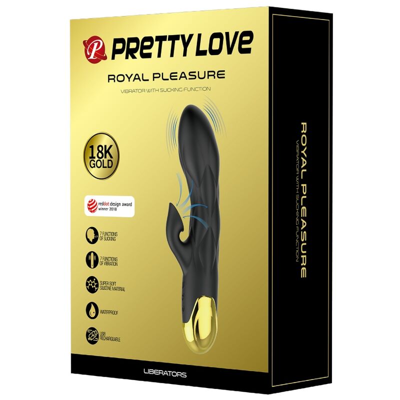 PRETTY LOVE - BLACK RECHARGEABLE GOLD PLATED LUXURY VIBRATOR - Kink&Play