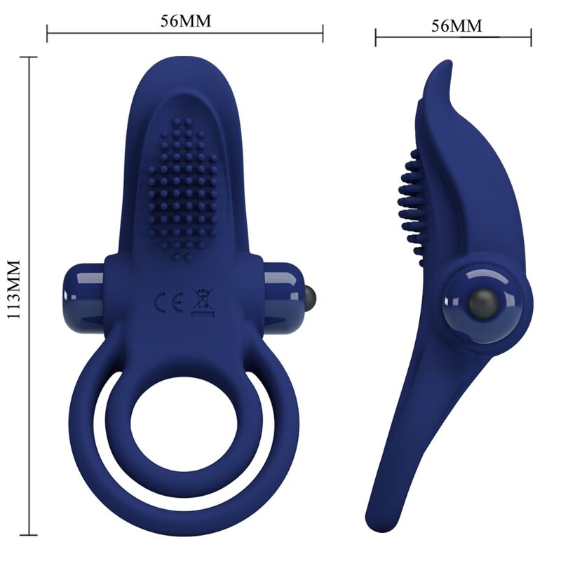 PRETTY LOVE - BRONSON DOUBLE RING WITH VIBRATION BLUE - Kink&Play