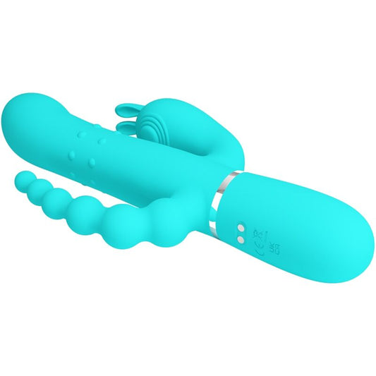 PRETTY LOVE - CAMMY 4 IN 1 MULTIFUNCTION TRIPPLE RABBIT VIBRATOR BLUE - Kink&Play