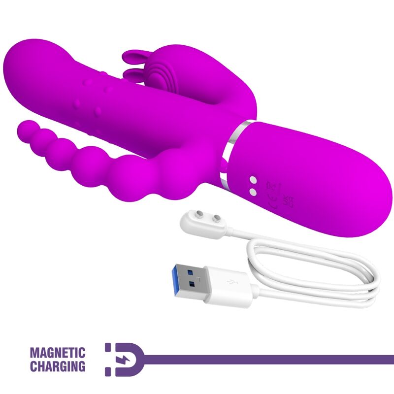 PRETTY LOVE - CAMMY TRIPLE VIBRATOR MULTIFUNCTION 4 IN 1 PINK - Kink&Play