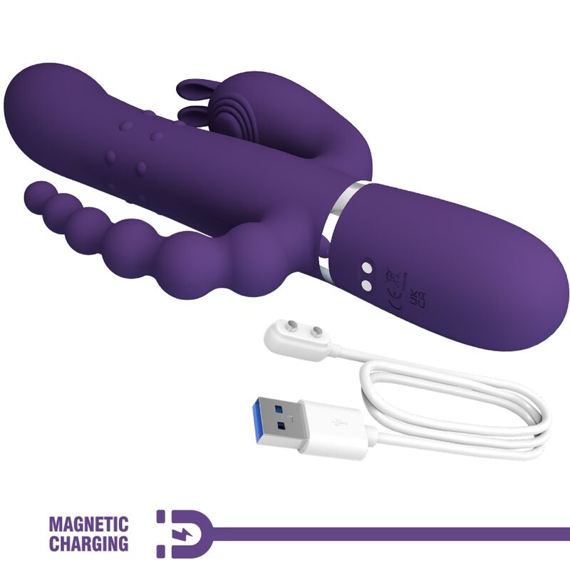 PRETTY LOVE - CAMMY TRIPLE VIBRATOR MULTIFUNCTION 4 IN 1 PURPLE - Kink&Play