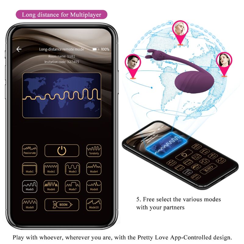 PRETTY LOVE - CATALINA VIBRATOR APP REMOTE CONTROL PURPLE - Kink&Play