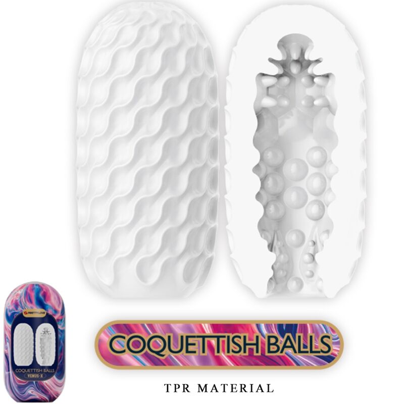 PRETTY LOVE - COQUETTISH BALLS SILICONE MALE MASTURBATOR WHITE - Kink&Play