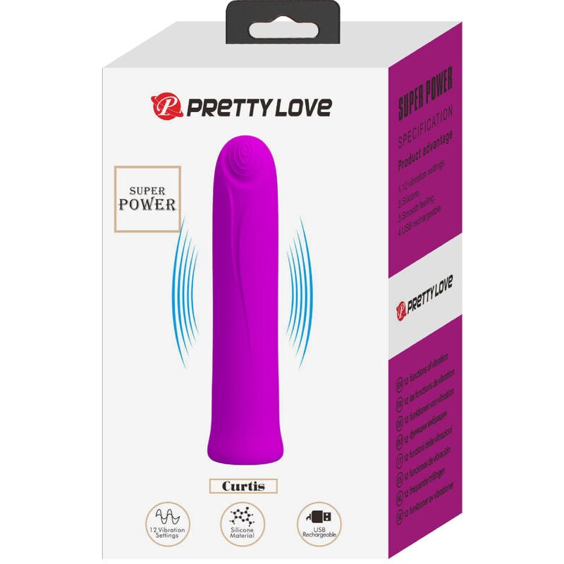 PRETTY LOVE - CURTIS MINI SUPER POWER VIBRATOR 12 VIOLET SILICONE VIBRATIONS - Kink&Play
