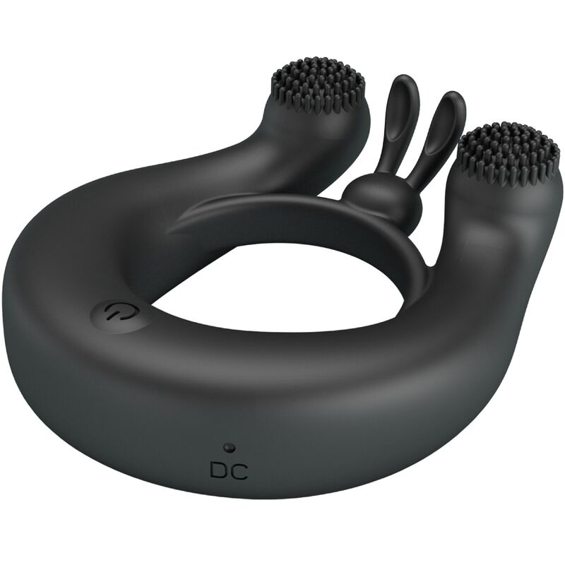 PRETTY LOVE - DAHLIA VIBRATING RING + CLITORIS STIMULATOR 12 VIBRATIONS BLACK - Kink&Play