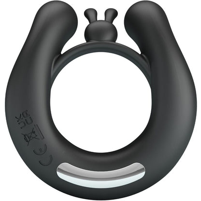 PRETTY LOVE - DAHLIA VIBRATING RING + CLITORIS STIMULATOR 12 VIBRATIONS BLACK - Kink&Play