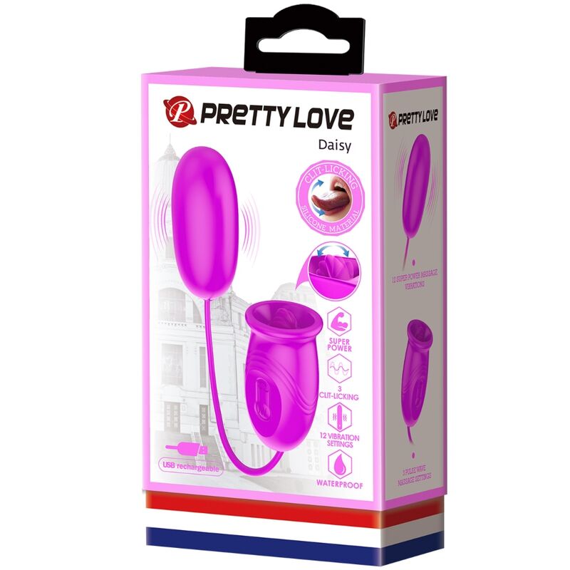 PRETTY LOVE - DAISY DUAL EGG RECHARGEABLE VIBRATOR PURPLE - Kink&Play
