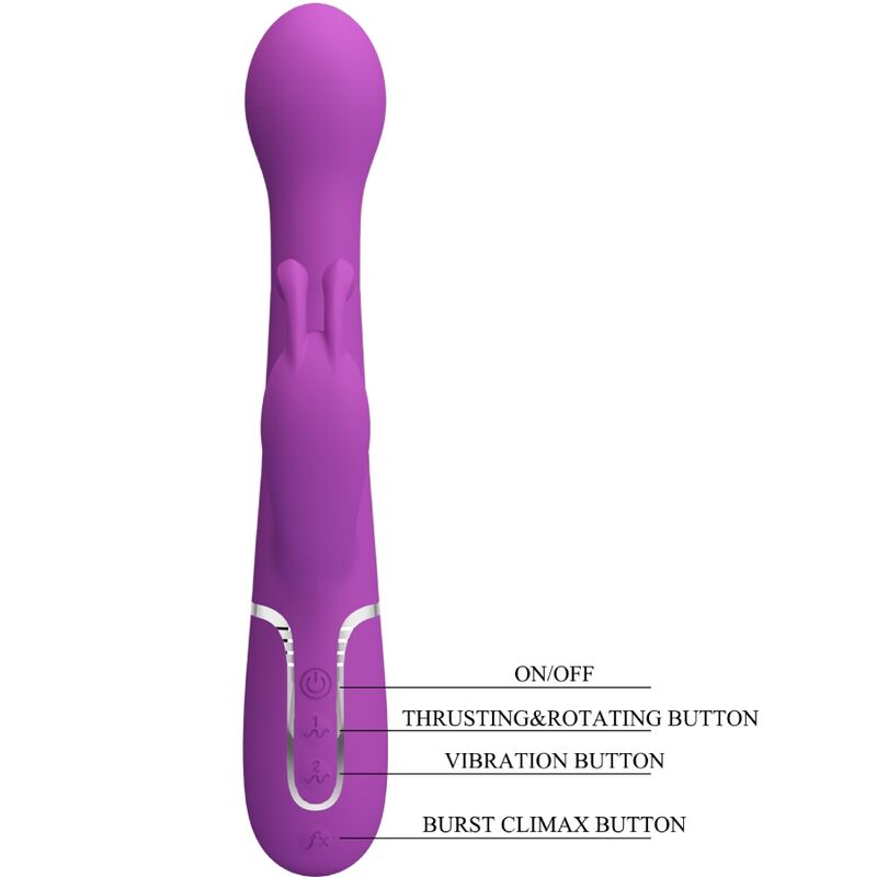 PRETTY LOVE - DEJON 3 IN 1 MULTIFUNCTION RABBIT VIBRATOR PURPLE - Kink&Play