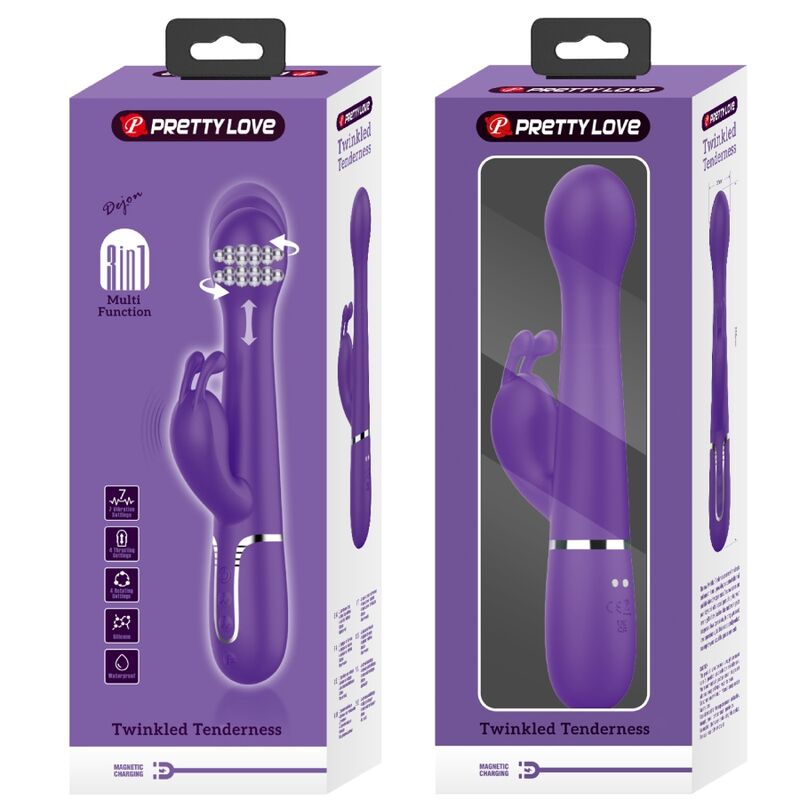 PRETTY LOVE - DEJON RABBIT VIBRATOR 3 IN 1 MULTIFUNCTION PURPLE - Kink&Play