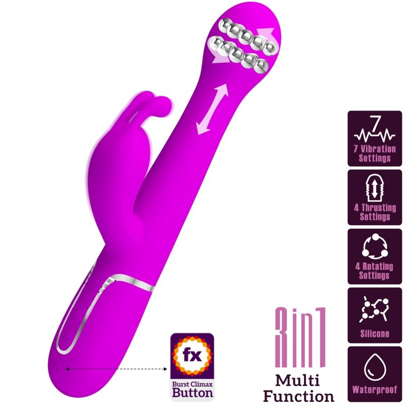 PRETTY LOVE - DEJON RABBIT VIBRATOR 3 IN 1 MULTIFUNCTION VIOLET - Kink&Play
