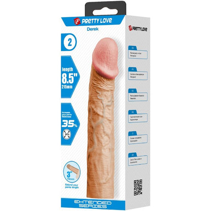 PRETTY LOVE - DEREK PENIS SLEEVE WITH 7.6 CM EXTENSION FLESH - Kink&Play