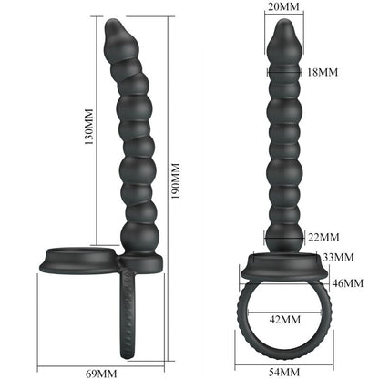PRETTY LOVE - DILLION DOUBLE PENETRATION COCK RING BLACK - Kink&Play
