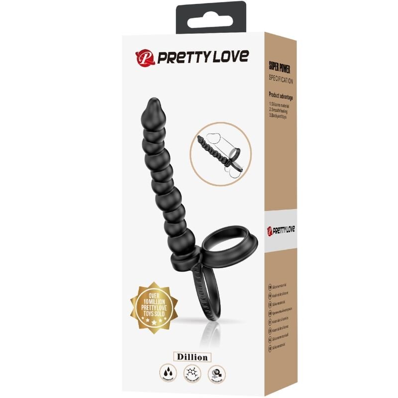 PRETTY LOVE - DILLION DOUBLE PENETRATION COCK RING BLACK - Kink&Play