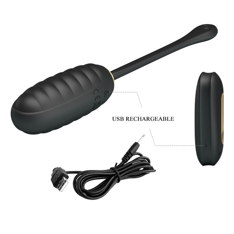 PRETTY LOVE - DOREEN LUXURY RECHARGEABLE VIBRATING EGG BLACK REMOTE CONTROL - Kink&Play