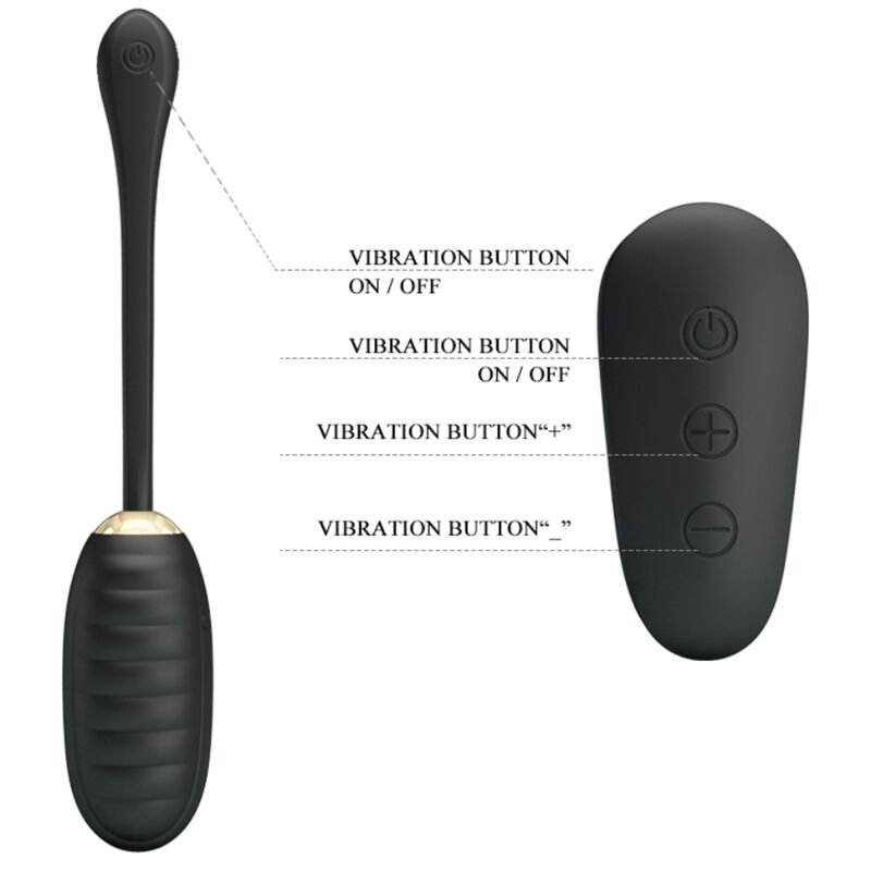 PRETTY LOVE - DOREEN LUXURY RECHARGEABLE VIBRATING EGG BLACK REMOTE CONTROL - Kink&Play