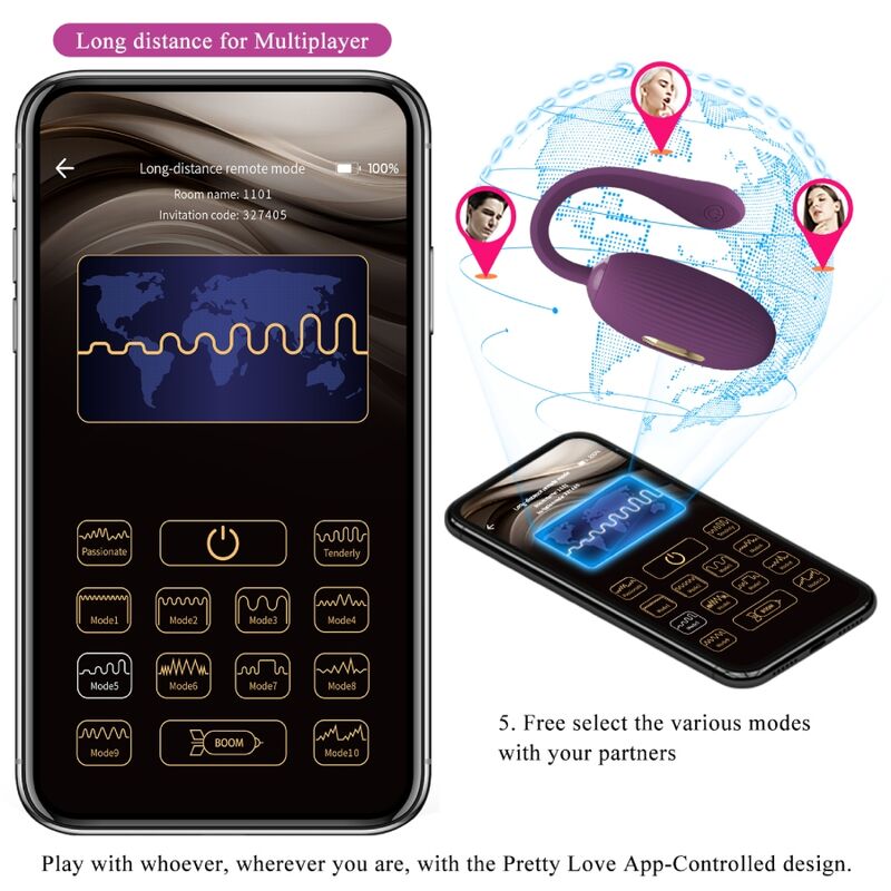 PRETTY LOVE - DOREEN PURPLE RECHARGEABLE VIBRATING EGG - Kink&Play