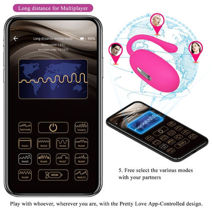 PRETTY LOVE - DOREEN RECHARGEABLE VIBRATING EGG MAGENTA REMOTE CONTROL - Kink&Play