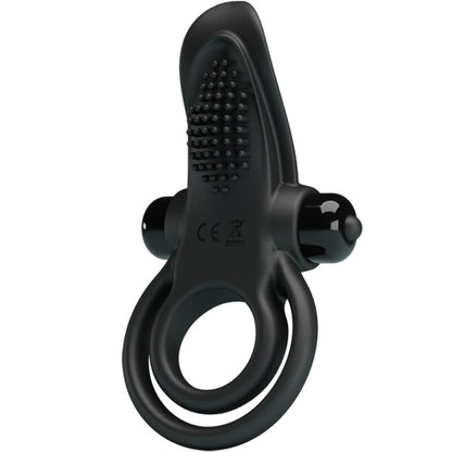 PRETTY LOVE - DOUBLE VIBRATING RING + CLITORIS STIMULATOR 10 VIBRATIONS BLACK - Kink&Play