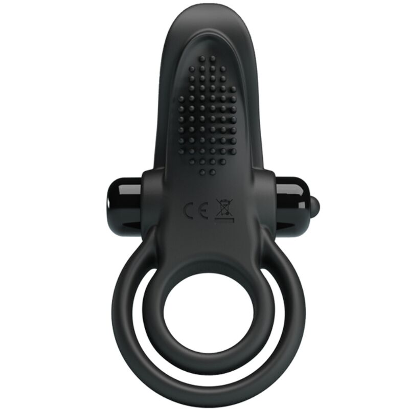 PRETTY LOVE - DOUBLE VIBRATING RING + CLITORIS STIMULATOR 10 VIBRATIONS BLACK - Kink&Play