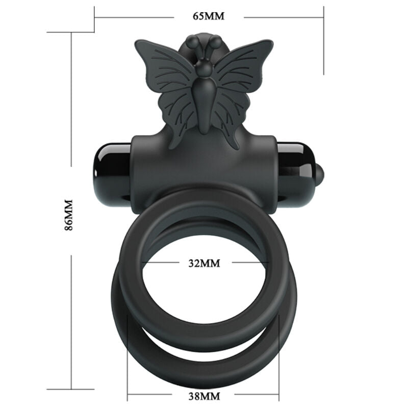 PRETTY LOVE - DOUBLE VIBRATING RING WITH BLACK STIMULATOR - Kink&Play