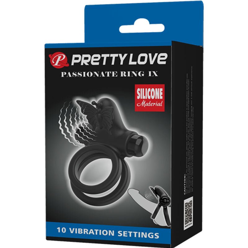 PRETTY LOVE - DOUBLE VIBRATING RING WITH BLACK STIMULATOR - Kink&Play