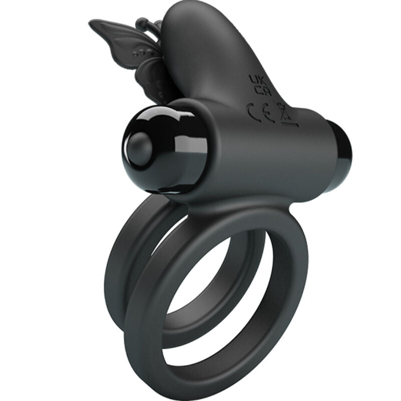 PRETTY LOVE - DOUBLE VIBRATING RING WITH BLACK STIMULATOR - Kink&Play
