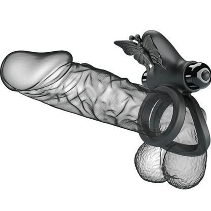 PRETTY LOVE - DOUBLE VIBRATING RING WITH BLACK STIMULATOR - Kink&Play