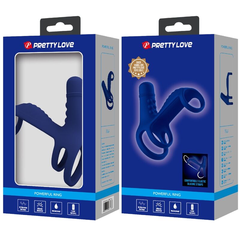 PRETTY LOVE - ELISH VIBRATING RING WITH EXTENSION BLUE - Kink&Play