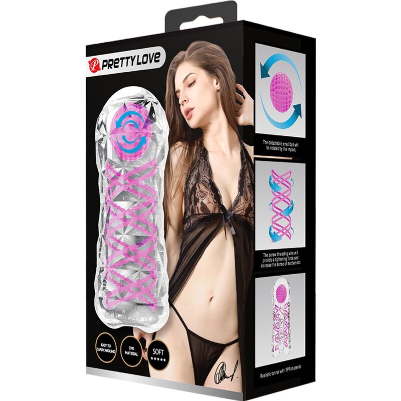 PRETTY LOVE - FANTASY MALE MASTURBATOR WITH INTERNAL SPIRAL AND TRANSPARENT BALLS - Kink&Play