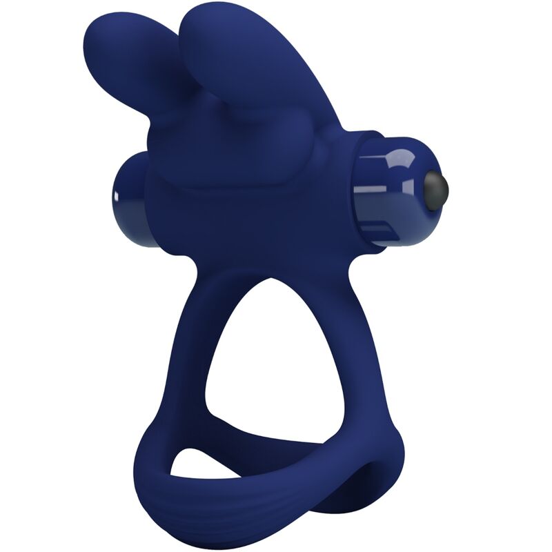 PRETTY LOVE - FRANCISCO DOUBLE VIBRATING RING RABBIT BLUE - Kink&Play