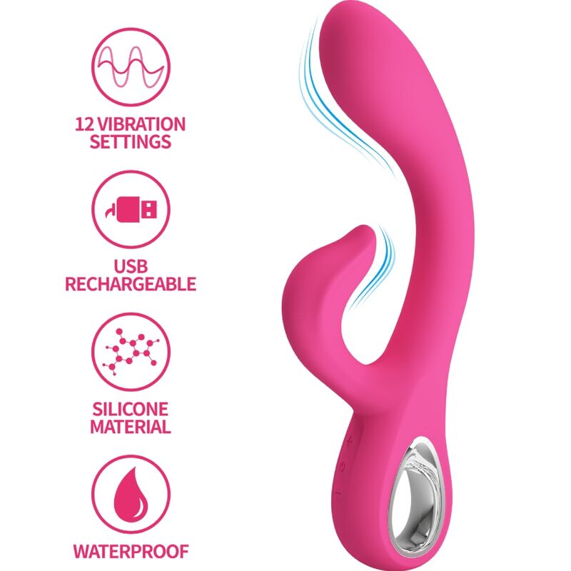 PRETTY LOVE - FRITZ RABBIT VIBRATOR 12 VIBRATIONS PINK - Kink&Play
