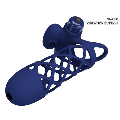 PRETTY LOVE - GIANN VIBRATOR RING WITH SILICONE SHEATH BLUE - Kink&Play