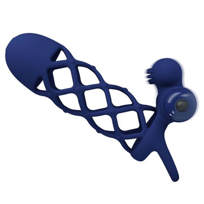 PRETTY LOVE - GIANN VIBRATOR RING WITH SILICONE SHEATH BLUE - Kink&Play