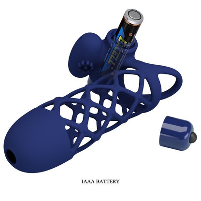 PRETTY LOVE - GIANN VIBRATOR RING WITH SILICONE SHEATH BLUE - Kink&Play