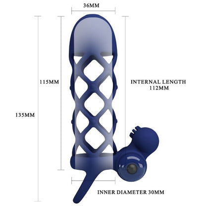 PRETTY LOVE - GIANN VIBRATOR RING WITH SILICONE SHEATH BLUE - Kink&Play